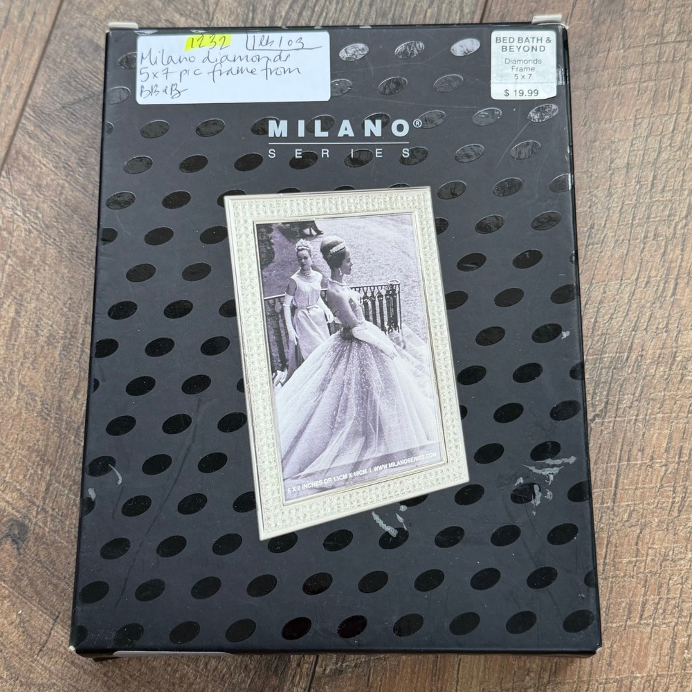 Milano Series Diamonds 5x7 Photo Frame Polished Silver NIB Bed Bath Beyond‎
